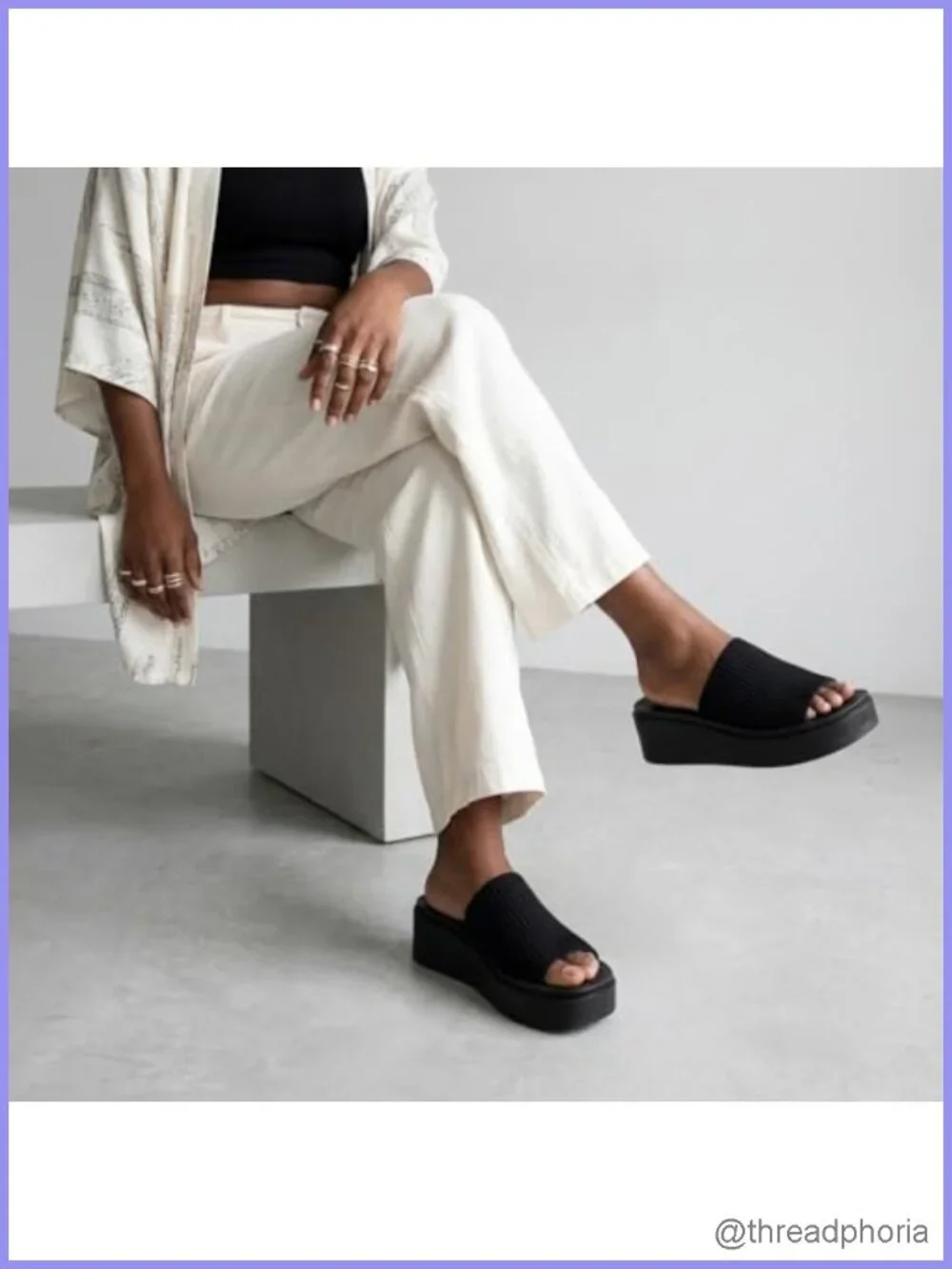 Wedge Platform Sandals with Firm Knit Upper & Memory Foam Slip-On Summer Sandals